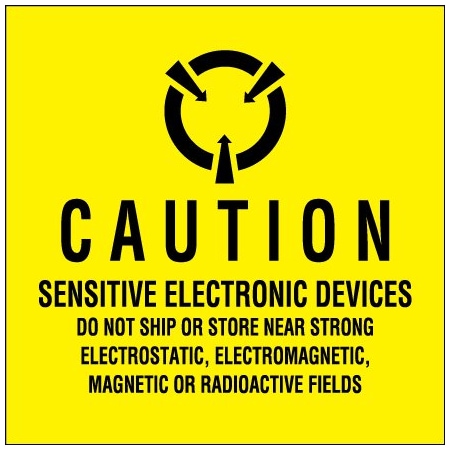 Bsc Preferred 2 x 2'' - ''Sensitive Electronic Devices'' Fluorescent Yellow Labels BUY00029475